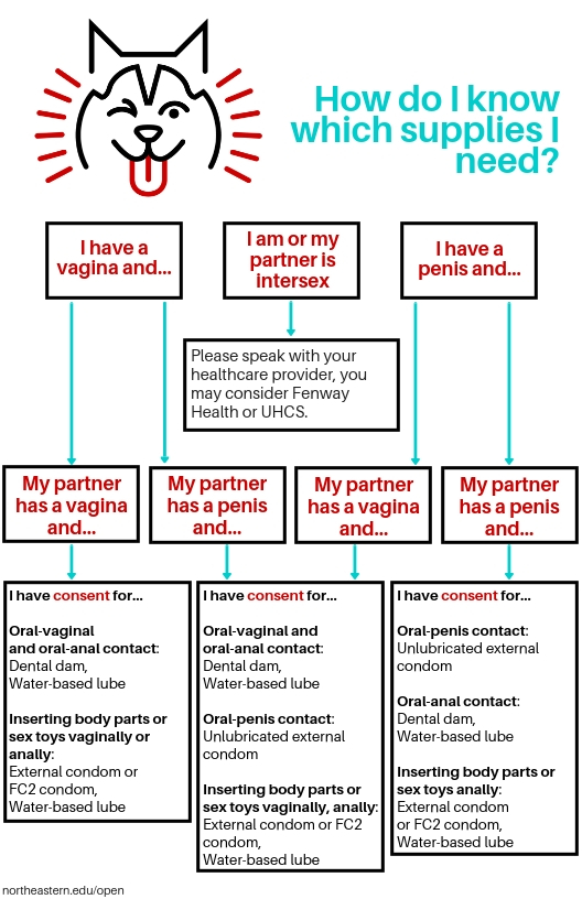 Flowchart on what kinds of protection is needed for different sexual encounters.